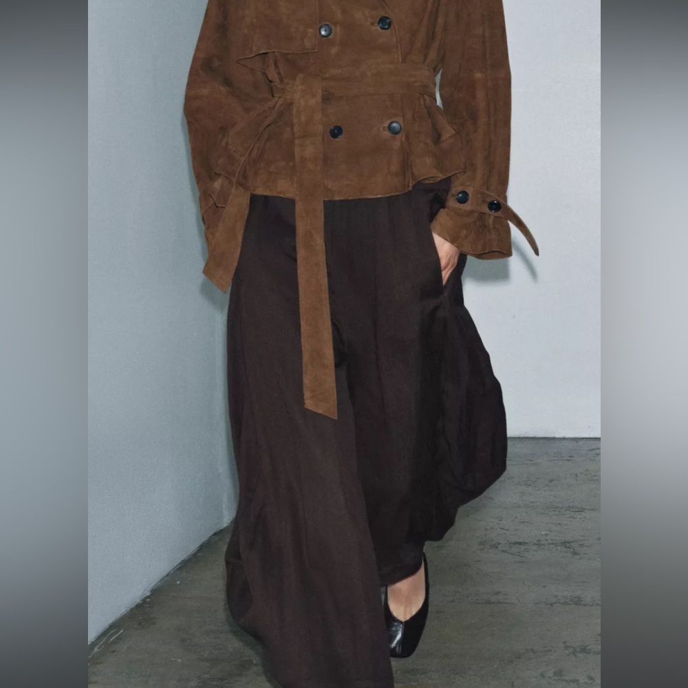 TEXTURED WIDE LEG PANTS ZW COLLECTION